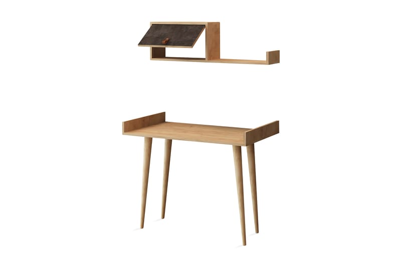 Skrivebord Zonata 100 cm med Oppbevaring Vegghylle - Grå/Tre - Skrivebord - Databord & PC bord