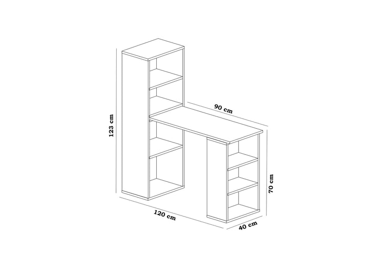 Skrivebord Pangler 120 cm med Oppbevaringshyller - Hvit - Skrivebord - Databord & PC bord