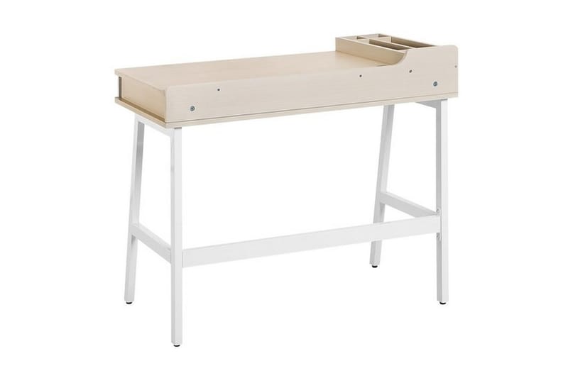 Skrivebord PaRammearibo 100 cm med Oppbevaring - Hvit/Lysebrun - Skrivebord - Databord & PC bord