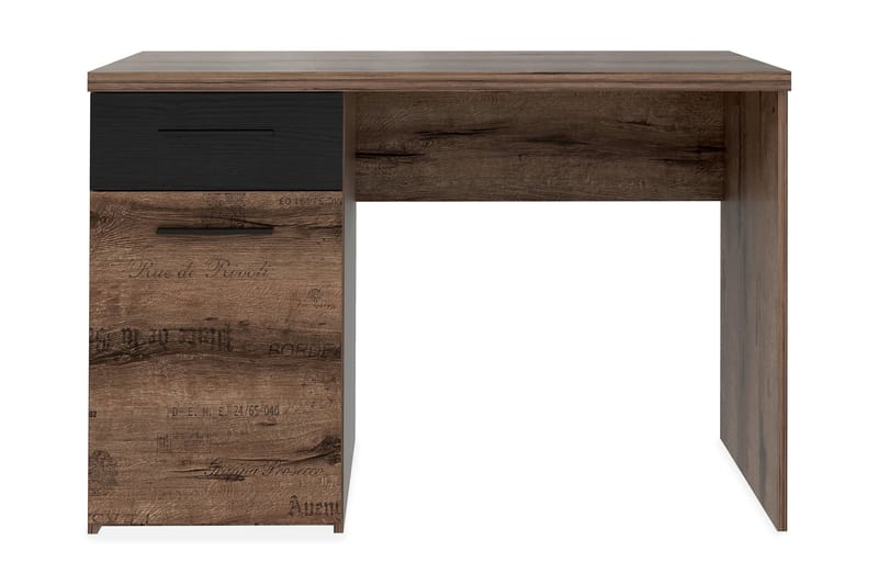 Skrivebord Pitchcombe 110 cm med Oppbevaringsskuff + Skap - Brun/Svart - Skrivebord - Databord & PC bord
