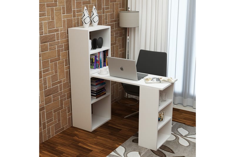 Skrivebord Pangler 120 cm med Oppbevaringshyller - Hvit - Skrivebord - Databord & PC bord