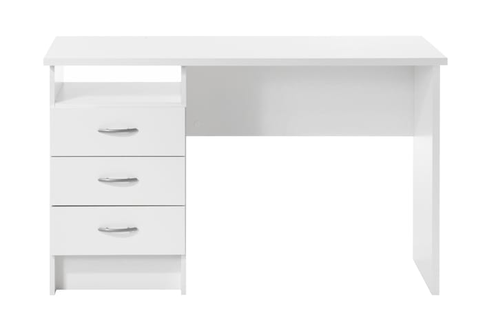 Skrivebord Praxia 120 cm med Oppbevaringsskuffer + Hylle - Hvit - Skrivebord - Databord & PC bord