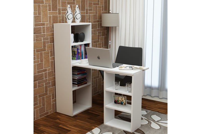 Skrivebord Pangler 120 cm med Oppbevaringshyller - Hvit - Skrivebord - Databord & PC bord