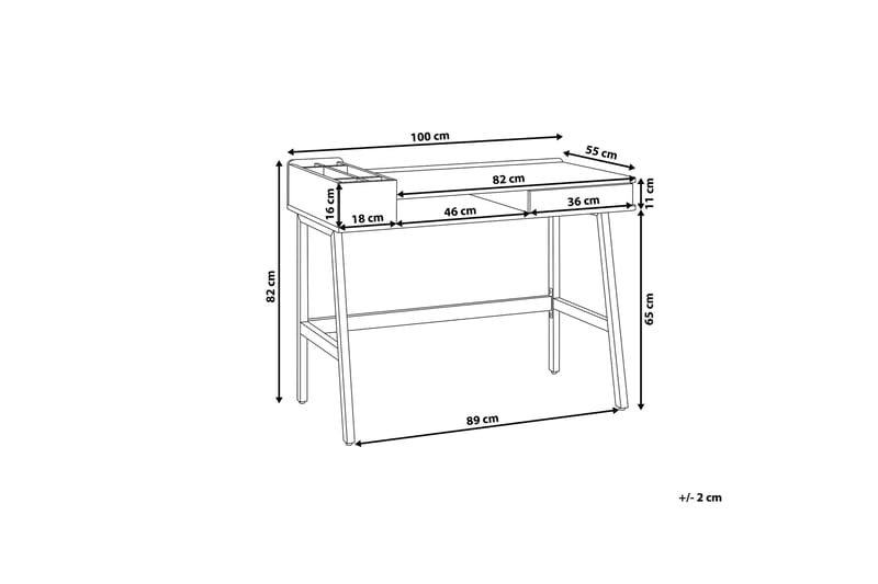 Skrivebord PaRammearibo 100 cm med Oppbevaring - Hvit/Lysebrun - Skrivebord - Databord & PC bord