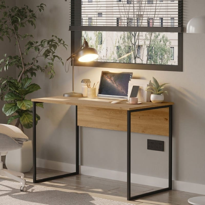 Skrivebord Skye Decor Bren (100 x 75 x 55 cm) Eik - Eik - Møbler - Bord - Kontorbord - Skrivebord