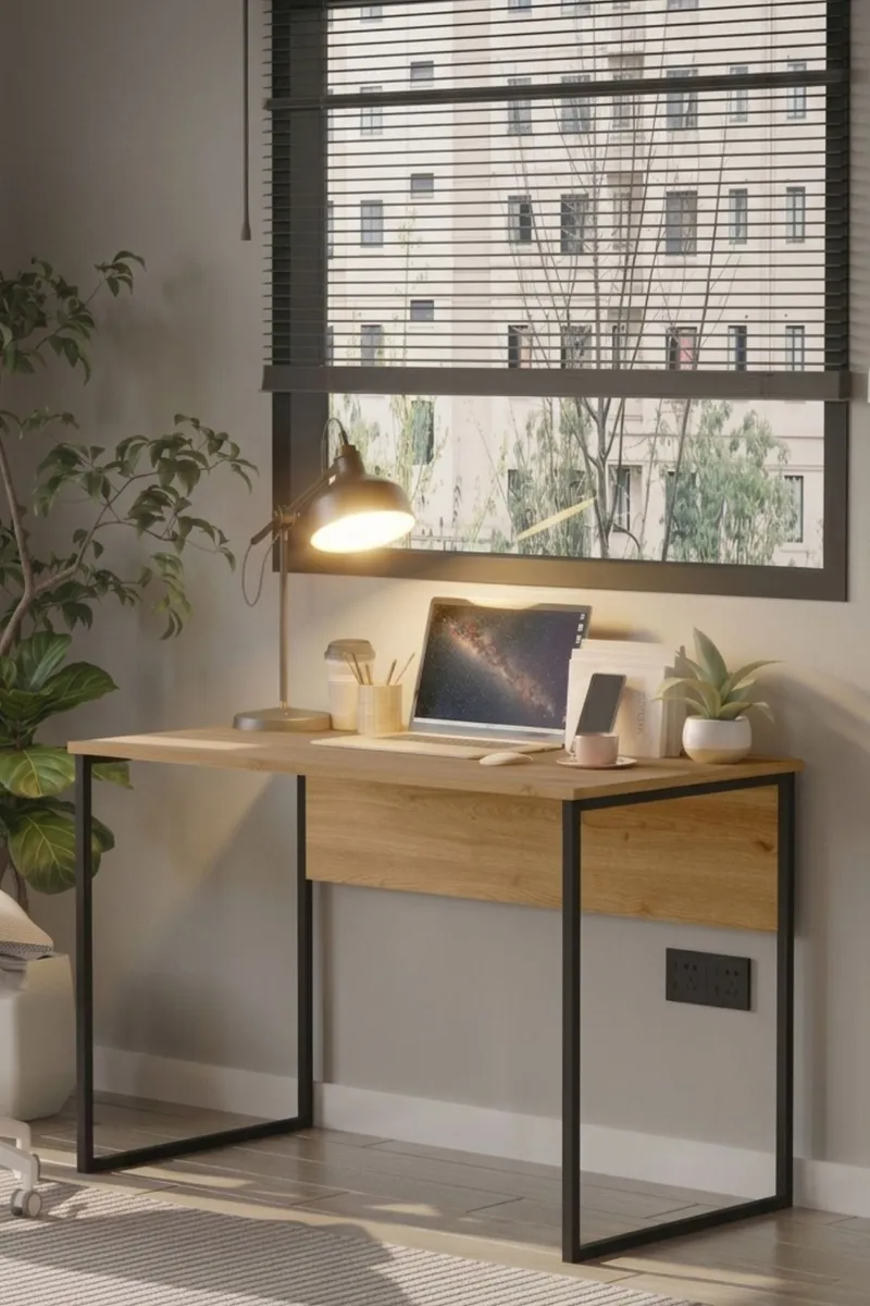 Skrivebord Skye Decor Bren (100 x 75 x 55 cm) Eik - Eik - Møbler - Bord - Kontorbord - Skrivebord
