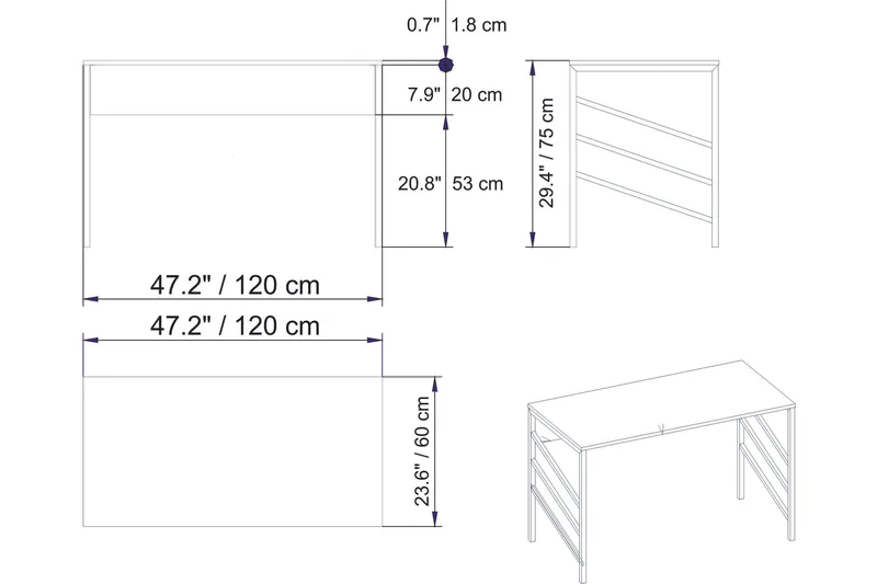 Sotinge Skrivebord 120 cm - Gull - Møbler - Bord - Kontorbord - Skrivebord