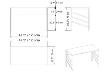 Sotinge Skrivebord 120 cm - Hvit - Møbler - Bord - Kontorbord - Skrivebord