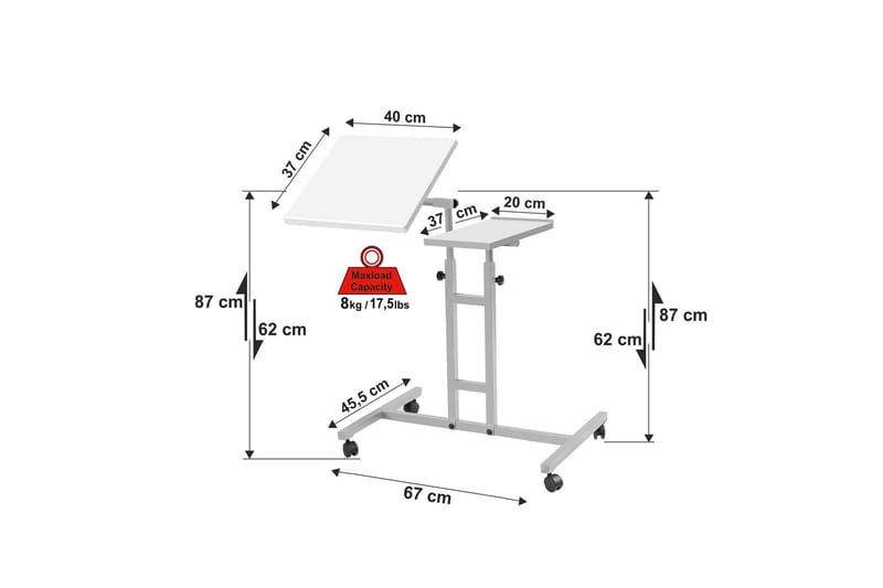 StåSkrivebord Jasiman 67 cm - Hvit - Skrivebord - Databord & PC bord - Hev og senkbart skrivebord