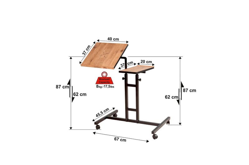 StåSkrivebord Jasiman 67 cm - Tre/natur/Svart - Skrivebord - Databord & PC bord - Hev og senkbart skrivebord