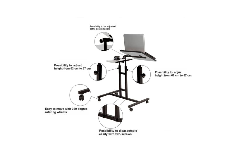 Ståskrivebord Kendallynn 67 cm Katt - Svart/Hvit - Skrivebord - Databord & PC bord - Hev og senkbart skrivebord