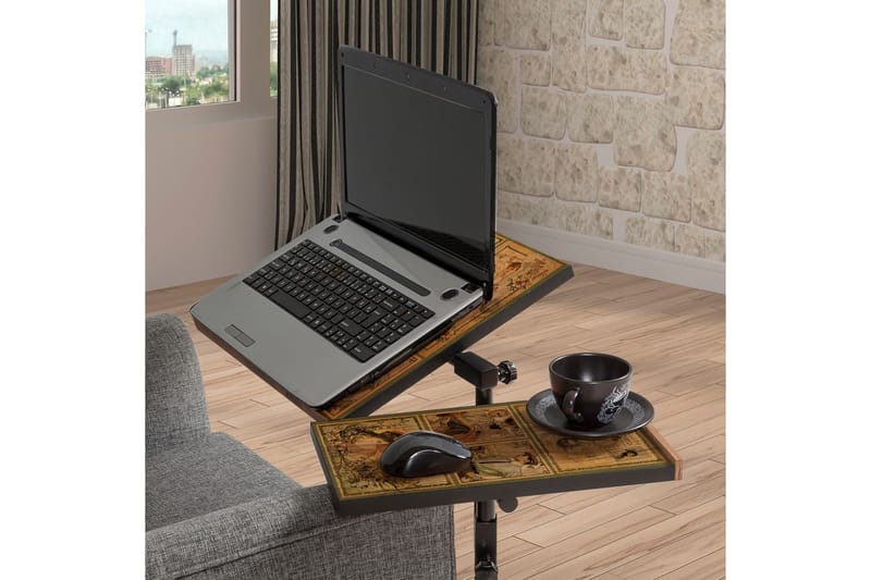 StåSkrivebord Kossick 67 cm Små Bilder - Tre/natur/Svart - Skrivebord - Databord & PC bord - Hev og senkbart skrivebord