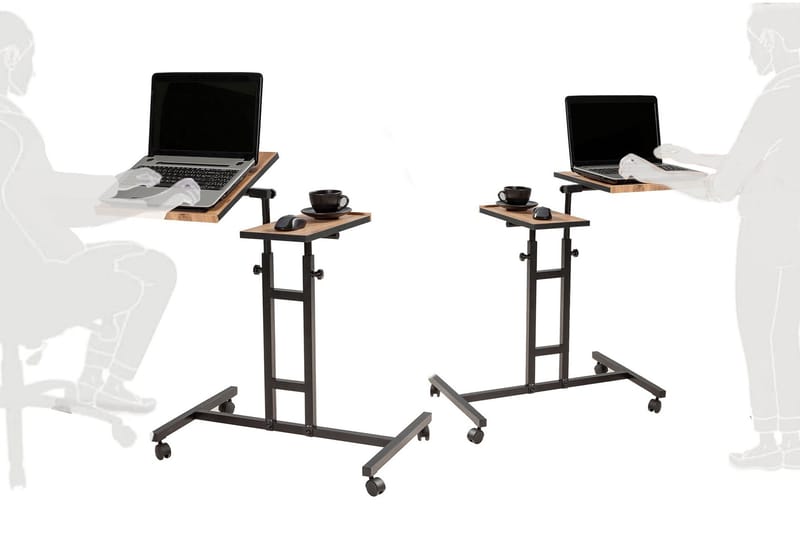 Ståskrivebord Tyanne 67 cm - Tre/Natur/Svart - Skrivebord - Databord & PC bord - Hev og senkbart skrivebord