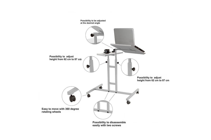 Ståskrivebord Villaluazo 67 cm Tekst Striper - Hvit - Skrivebord - Databord & PC bord - Hev og senkbart skrivebord