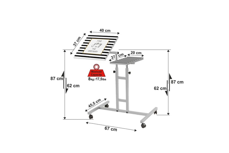 Ståskrivebord Villaluazo 67 cm Tekst Striper - Hvit - Skrivebord - Databord & PC bord - Hev og senkbart skrivebord