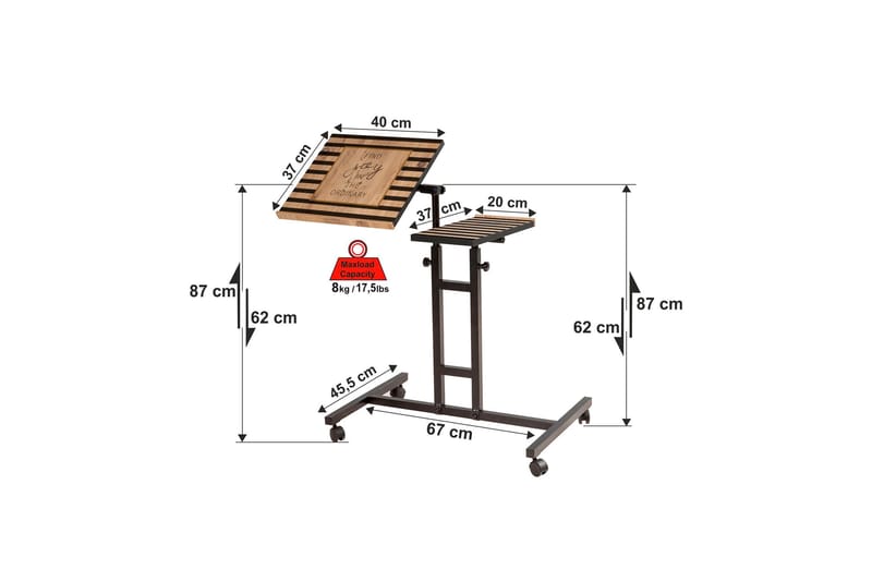 Ståskrivebord Villaluazo 67 cm Tekst Striper - Tre/natur - Skrivebord - Databord & PC bord - Hev og senkbart skrivebord