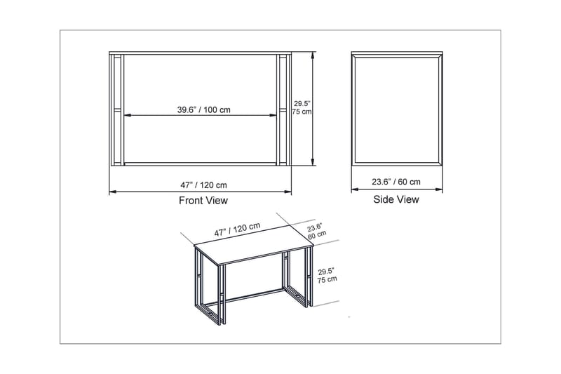 Stodene Skrivebord 120 cm Marmormønster - Hvit - Møbler - Bord - Kontorbord - Skrivebord