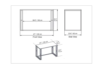 Stodene Skrivebord 120 cm Marmormønster - Hvit - Møbler - Bord - Kontorbord - Skrivebord