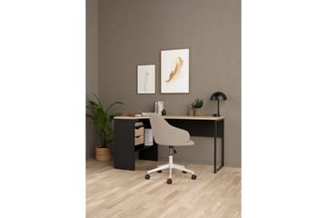Taketo Hjørneskrivebord 145 cm - Mørk grå/Natur - Møbler - Bord - Kontorbord - Skrivebord - Hjørneskrivebord