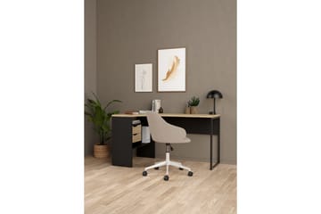 Taketo Hjørneskrivebord 145 cm - Mørk grå/Natur - Møbler - Bord - Kontorbord - Skrivebord - Hjørneskrivebord