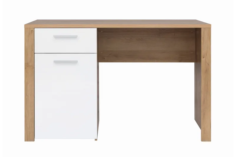 Tarka Databord 120 cm med Oppbevaring Lås + Skap, Eik/Hvit