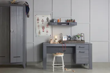 Tenney Databord 141 cm med Oppbevaring Skuff + Skap - Stålgrå - Møbler - Bord - Kontorbord - Skrivebord