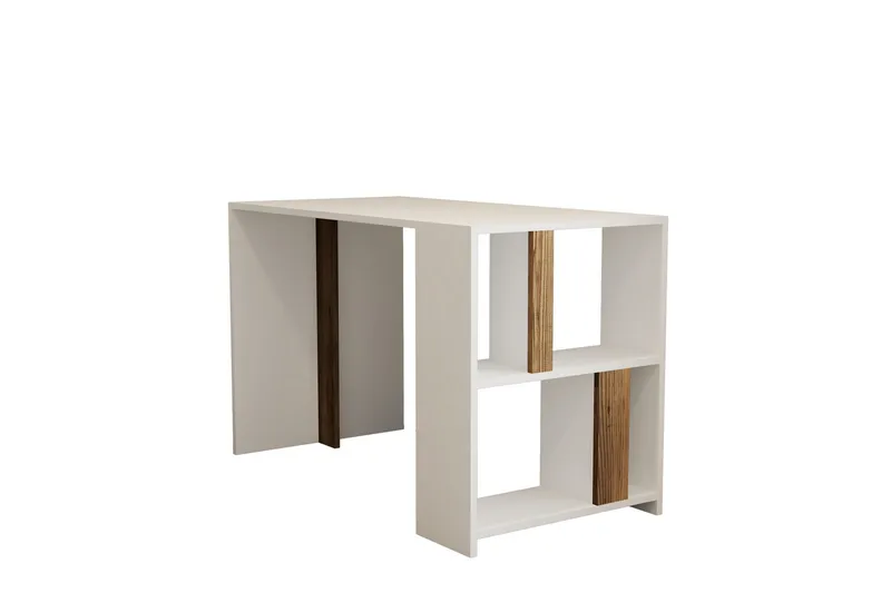 Timiza Skrivebord 120 cm med Oppbevaring Hylle - Hvit/Valnøttsbrun - Møbler - Bord - Kontorbord - Skrivebord