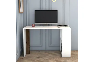 Timiza Skrivebord 120 cm med Oppbevaring Hylle - Hvit/Valnøttsbrun - Møbler - Bord - Kontorbord - Skrivebord