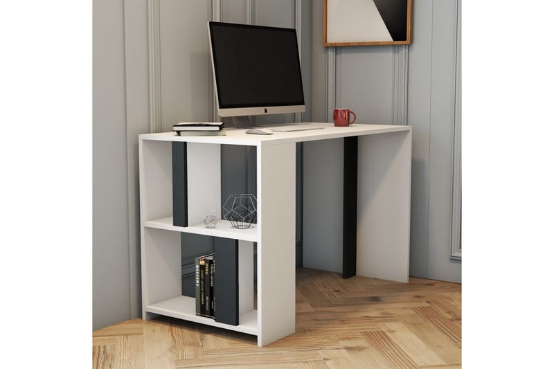 Timiza Skrivebord 120 cm med Oppbevaringshylle, Hvit/Antrasitt
