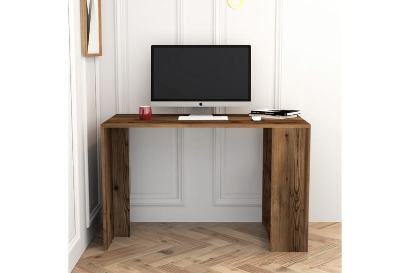 Timiza Skrivebord 120 cm med Oppbevaringshylle - Valnøttsbrun - Møbler - Bord - Kontorbord - Skrivebord