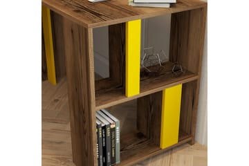 Timiza Skrivebord 120 cm med Oppbevaringshylle - Valnøttsbrun/Gul - Møbler - Bord - Kontorbord - Skrivebord