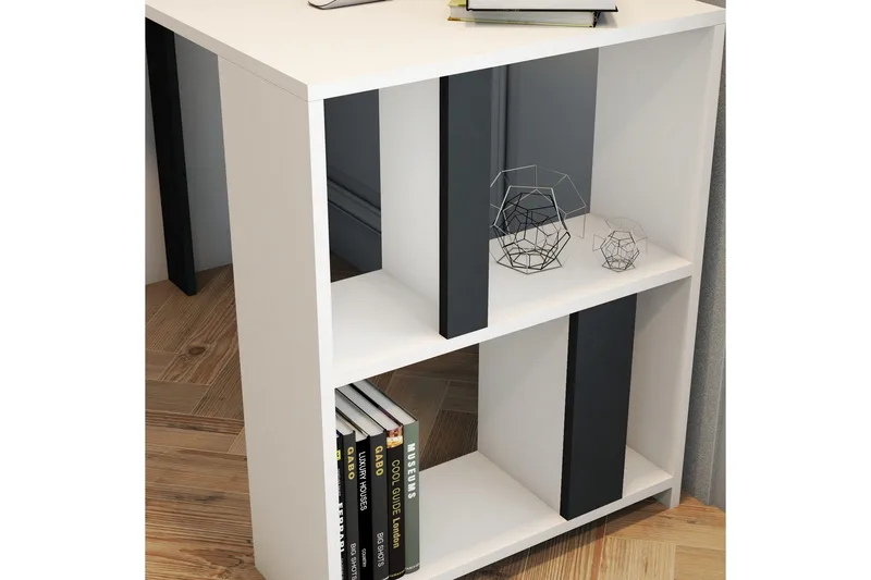 Timiza Skrivebord 120 cm med Oppbevaringshylle - Vit/Antrasitt - Møbler - Bord - Kontorbord - Skrivebord