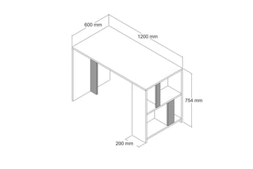 Timiza Skrivebord 120 cm med Oppbevaringshylle - Vit/Antrasitt - Møbler - Bord - Kontorbord - Skrivebord