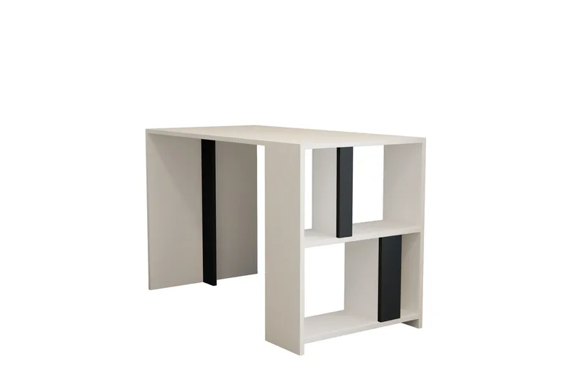 Timiza Skrivebord 120 cm med Oppbevaringshylle - Vit/Antrasitt - Møbler - Bord - Kontorbord - Skrivebord