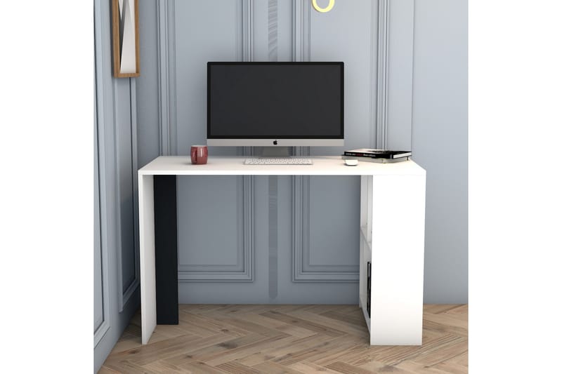 Timiza Skrivebord 120 cm med Oppbevaringshylle - Vit/Antrasitt - Møbler - Bord - Kontorbord - Skrivebord