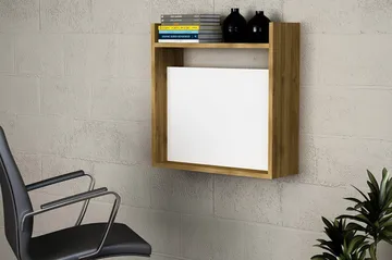 Toppley Veggskrivebord 60 cm med Oppbevaring Hyller - Hvit/Valnøttsbrun - Møbler - Bord - Kontorbord - Skrivebord
