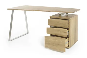 Tori Skrivebord 150 cm med Oppbevaring 3 Skuffer - Massiv Eik - Møbler - Bord - Kontorbord - Skrivebord