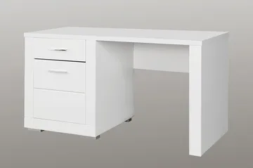 Uzayr Skrivebord 138 cm med Oppbevaringshylle + Skap - Hvit - Møbler - Bord - Kontorbord - Skrivebord