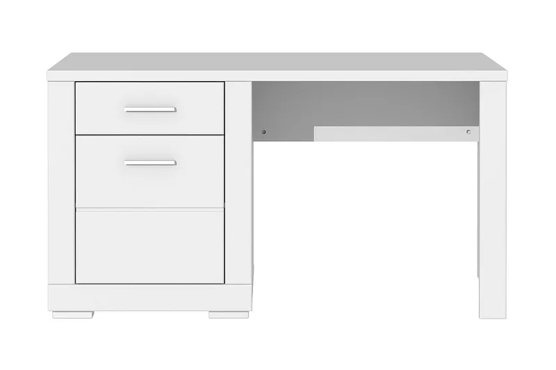 Uzayr Skrivebord 138 cm med Oppbevaringshylle + Skap, Hvit