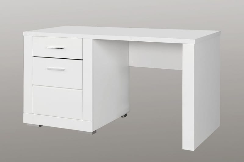 Uzayr Skrivebord 138 cm med Oppbevaringshylle + Skap - Hvit - Møbler - Bord - Kontorbord - Skrivebord