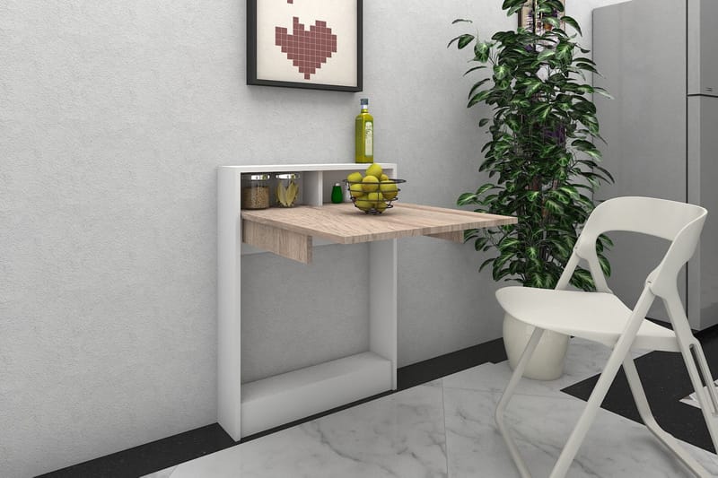 Veggskrivebord Lalenius 70cm med Oppbevaringshylle Sammenleg - Tre - Skrivebord - Databord & PC bord