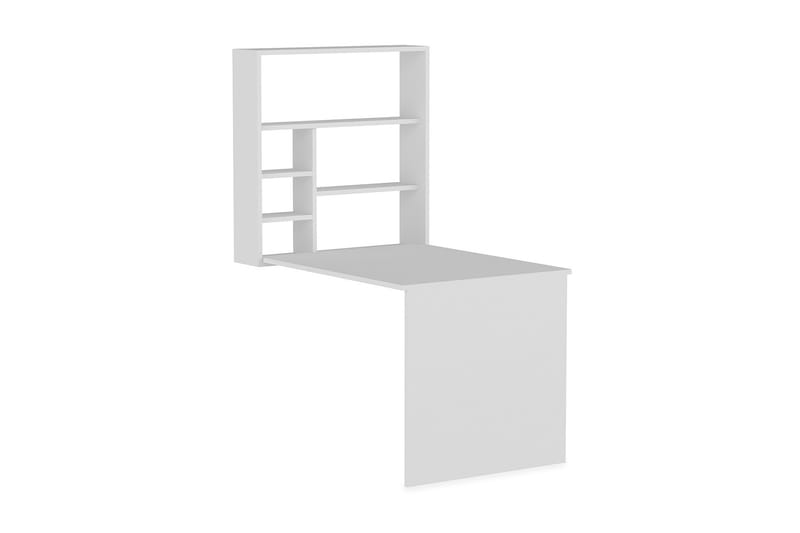Veggskrivebord Ridlington 90 cm med Oppbevaringshyller - Hvit - Skrivebord - Databord & PC bord