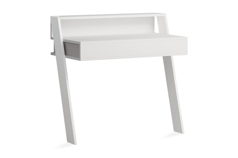 Veggskrivebord Rodger 94 cm med Oppbevaringsskuff + Hylle - Hvit - Skrivebord - Databord & PC bord