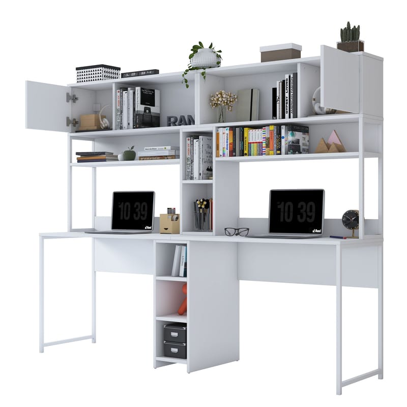 Skrivebord Wallxpert Dara (210 x 170,5 x 50 cm) Hvit - Hvit - Møbler - Bord - Kontorbord - Skrivebord