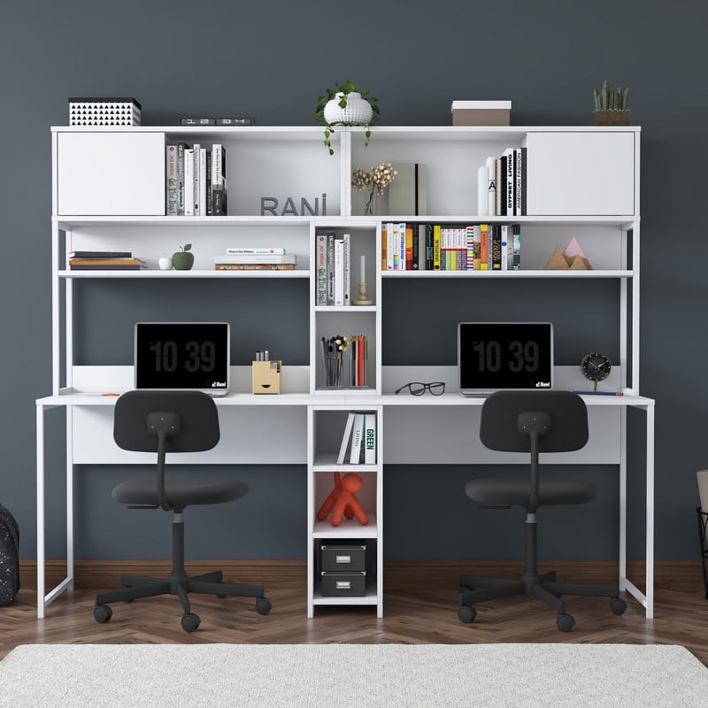 Skrivebord Wallxpert Dara (210 x 170,5 x 50 cm) Hvit - Hvit - Møbler - Bord - Kontorbord - Skrivebord