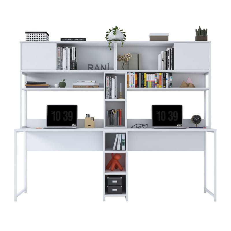 Skrivebord Wallxpert Dara (210 x 170,5 x 50 cm) Hvit - Hvit - Møbler - Bord - Kontorbord - Skrivebord