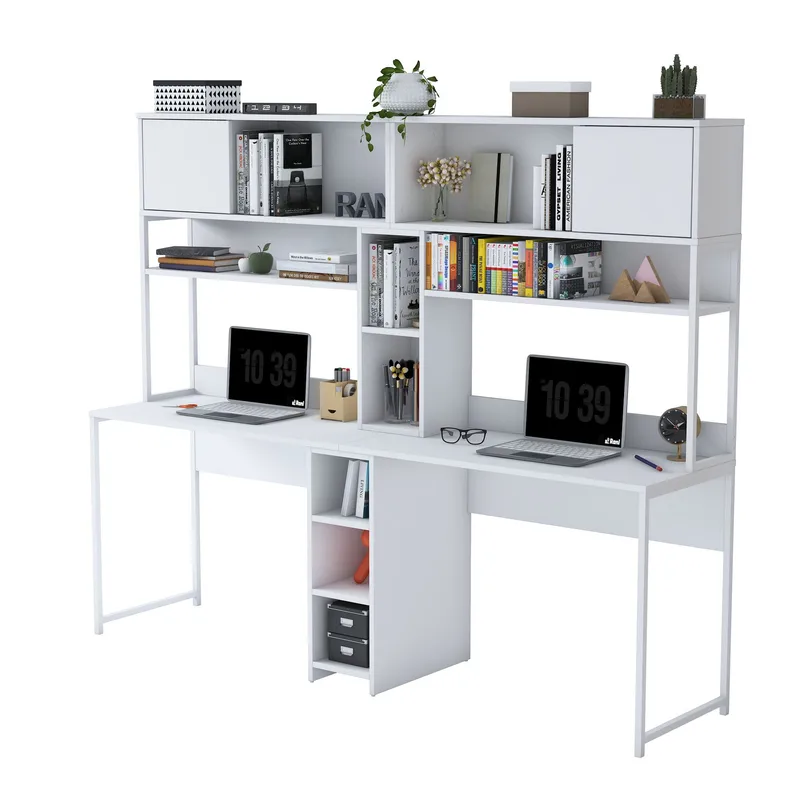 Skrivebord Wallxpert Dara (210 x 170,5 x 50 cm) Hvit, Hvit