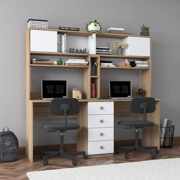 Skrivebord Wallxpert Eska (180 x 166,3 x 50 cm) Valnøtt hvit - Valnøtt og hvit - Møbler - Bord - Kontorbord - Skrivebord