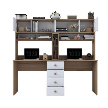 Skrivebord Wallxpert Eska (180 x 166,3 x 50 cm) Valnøtt hvit - Valnøtt og hvit - Møbler - Bord - Kontorbord - Skrivebord