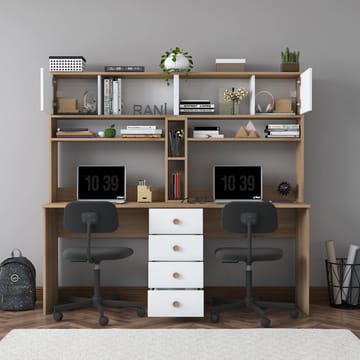 Skrivebord Wallxpert Eska (180 x 166,3 x 50 cm) Valnøtt hvit - Valnøtt og hvit - Møbler - Bord - Kontorbord - Skrivebord